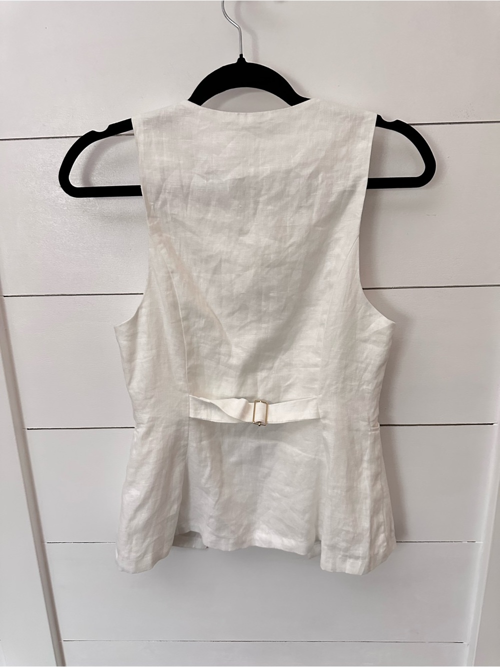 Reformation 2 Aspen linen white tailored classic adjustable back strap vest boho - Picture 4 of 13
